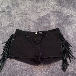 Black Fringe Women Shorts